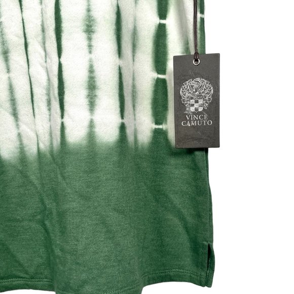 Vince Camuto Green + White Color Block Tie Dye Round Neck Long Sleeve Sweatshirt - Picture 4 of 6